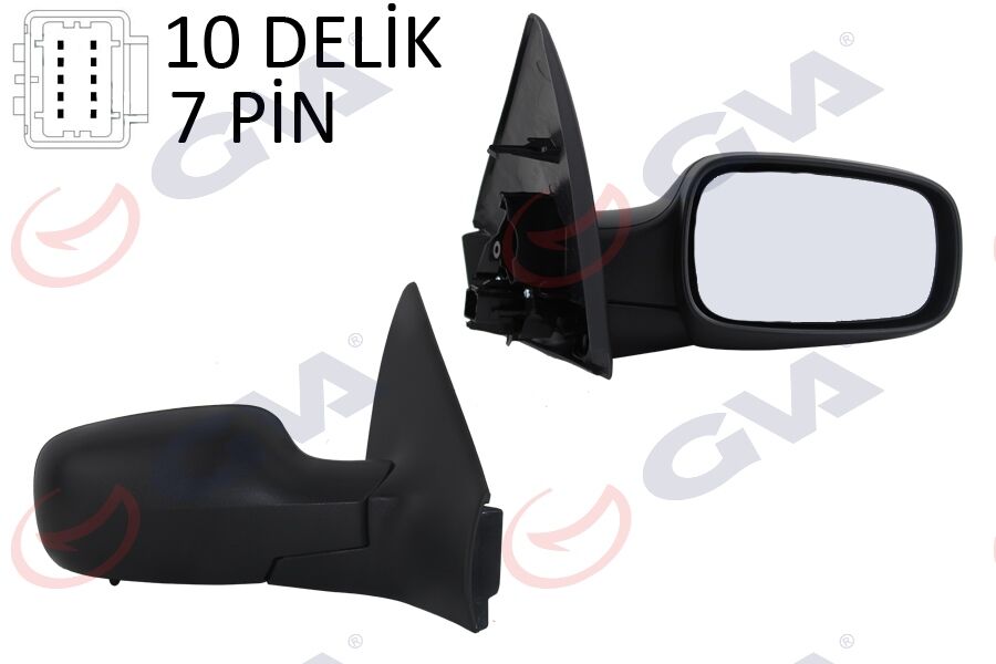 GVA 1011130 DIŞ DİKİZ AYNASI SAĞ MEGANE 02> ELEKTRİKLİ ISITMALI SENSÖRLÜ SİYAH KAPAK KONVEKS 7 FİŞ VM-138EHSR