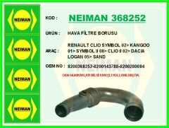 NEIMAN 368252 HAVA FİLTRE BORUSU RENAULT CLIO SYMBOL 02> KANGOO 01> SYMBOL II 08> CLIO II 02> DACIA LOGAN 05> SAND ERO 08> 1.5dCi K9K