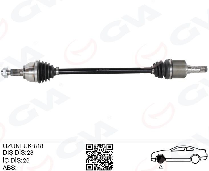 GVA 4499217 KOMPLE AKS ARKA SAĞ/SOL FREELANDER 2 L359 2.0 Si4 2.2TD4 06<14 820MM DİŞ 28 DİFERANSİYEL DİŞ 26