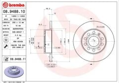 BREMBO 08948810 ARKA FREN AYNASI CADDY III-GOLF-V-VI-PLUS-JETTA III-ALTEA 04>A3 03>TOLEDO III-OCTAVIA 04> 256x12x9DL 986479155-986479B78-DF4271