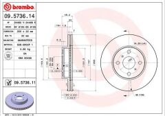 BREMBO 09573614 ÖN FREN DİSKİ HAVA KANALLI TOYOTA COROLLA 1.6L 4A-FE enjeksiyonlu AE101 AE111 92-00 255 çap x 4 bijon - Adet disk fiyatıdır
