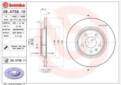 BREMBO 08A75910 ARKA FREN AYNASI A4-A5 1.8-2.0 07 > A6 1.8-2.0 11 > A7 2.0-2.8 11 > Q5 2.0 09 > 986479382-DF4848