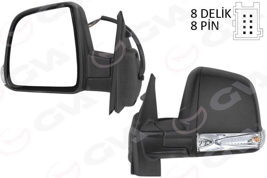 GVA 1029113 DIŞ DİKİZ AYNASI ELEKTRİKLİ SOL DOBLO III 2011 MD. SİNYALLİ KATLANIR / POWER FLOK DESENLİ 8 FİŞ