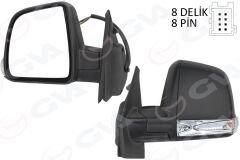 GVA 1029113 DIŞ DİKİZ AYNASI ELEKTRİKLİ SOL DOBLO III 2011 MD. SİNYALLİ KATLANIR / POWER FLOK DESENLİ 8 FİŞ