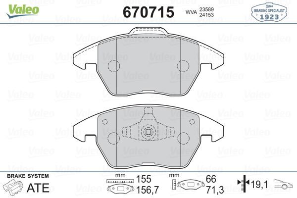VALEO 670715 ÖN BALATA P307 10/03 > 207 1.6 07 > 308 07 > 3008 09 > C4 04 >