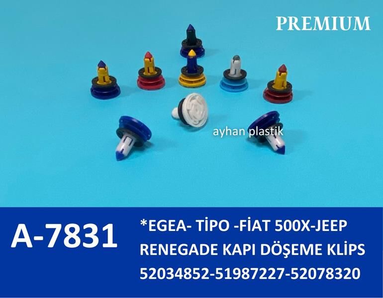 AYHAN A7831 KAPI DÖŞEME KLİPS EGEA- TİPO -FİAT 500X-JEEP RENEGADE 21.5 X 19 CM POŞET