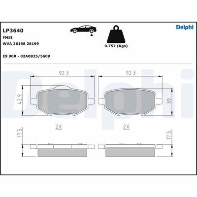DELPHI LP3640 ARKA FREN BALATASI OTOMATİK EL FRENİ CORSA F-C4-208-2008-DS3