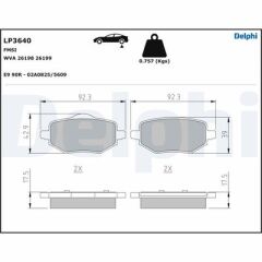 DELPHI LP3640 ARKA FREN BALATASI OTOMATİK EL FRENİ CORSA F-C4-208-2008-DS3