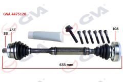 GVA 4475120 KOMPLE AKS SAĞ ABS Lİ A4-PASSAT 1.8T 96-01 45 DİŞ 633mm