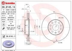 BREMBO 09914514 FREN DİSKİ ÖN VW CADDY-PASSAT-GOLF 5/6/7- SKODA OCTAVIA FORD CONNECT 23> ÇAP: 288mm. KALINLIK: 25mm Delik: 9