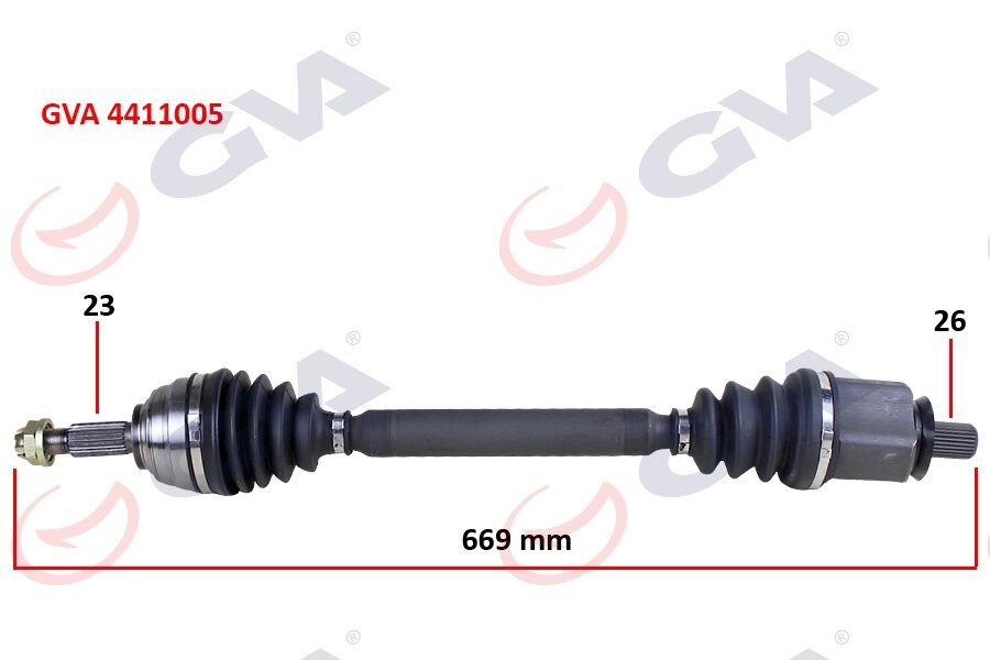 GVA 4411005 KOMPLE AKS SOL MEGANE II 1.6 16V 03-08 669mm AUTO.