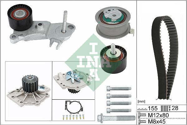 INA 530076230 TRIGER SETI KİT DEVİRDAİMLI VOLVO S60 13>15> S80 -S90 II 16> V40 V60 V90 16> XC60 13>XC90 14> V70 III 15>