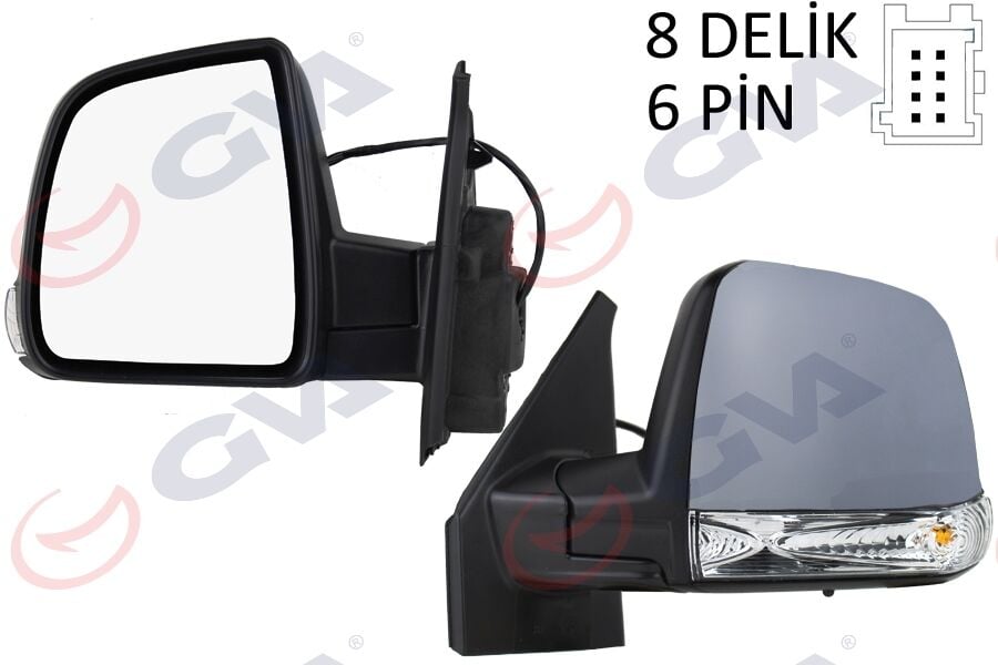 GVA 1029173 DIŞ DİKİZ AYNASI SOL DOBLO 11> ELEKTRİKLİ SİNYALLİ ASTARLI TEK CAMLI KONVEKS 6 FİŞ VM-668EHPL