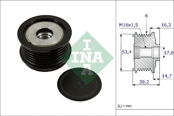 INA 535023610 ALTERNATÖR KASNAĞI 39.2mm CMAX-FIESTA VI-FOCUS III-KUGA II-TRANSİT-CONNECT-COURIER 1.5-1.6-2.0TDCİ