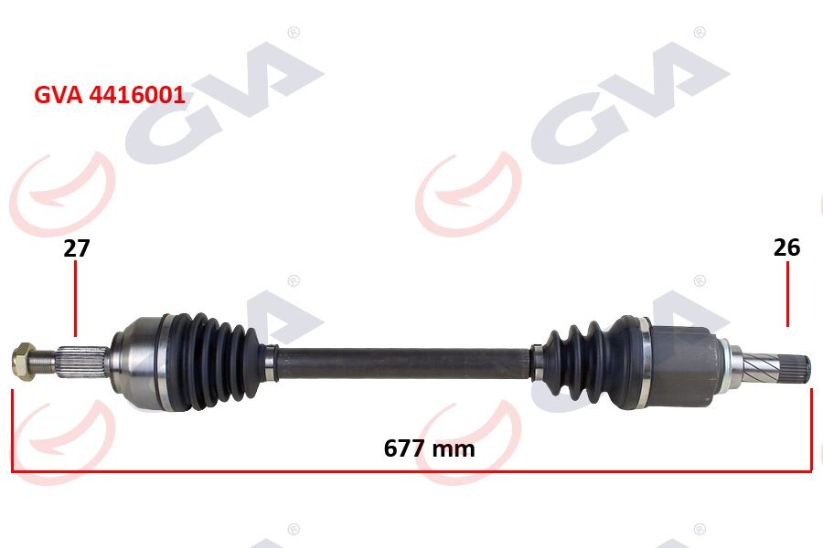 GVA 4416001 KOMPLE AKS SOL KANGOO III 08> 1.5dCi 677mm