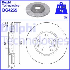 DELPHI BG4265 ÖN FREN DİSKİ MEGANE III 09>FLUENCE 09> DUSTER 10> EXPRESS 21> JUKE F16 19> 1.5 dCi 280x24x5DL 1 .0TCe 1.6-2.0-1.5 dCi