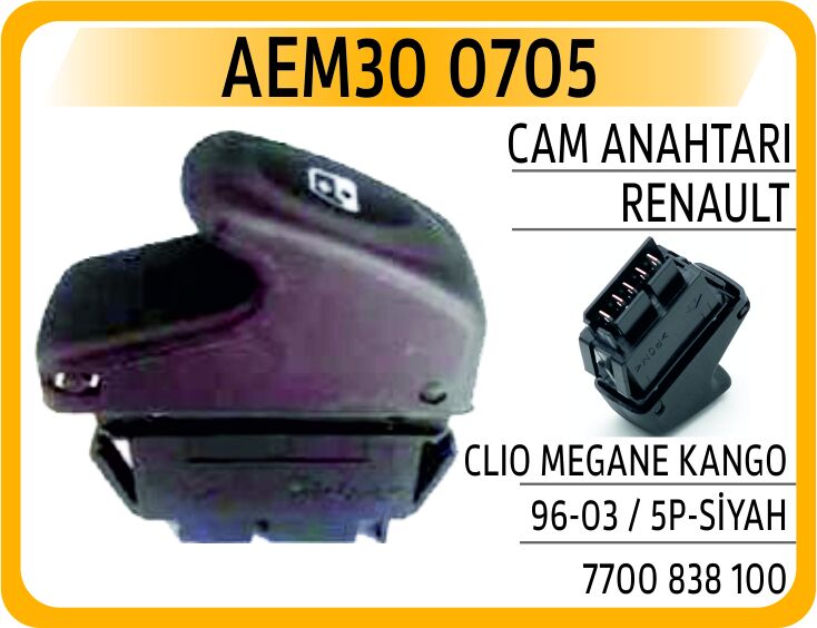 AEM30 0705 CAM ANAHTARI CLIO MEGANE KANGO 96-03 / 5P-SİYAH
