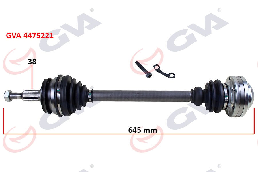 GVA 4475221 KOMPLE AKS SOL TRANSPORTER T5 1.9 TDI 03-11 645mm AXB-AXC