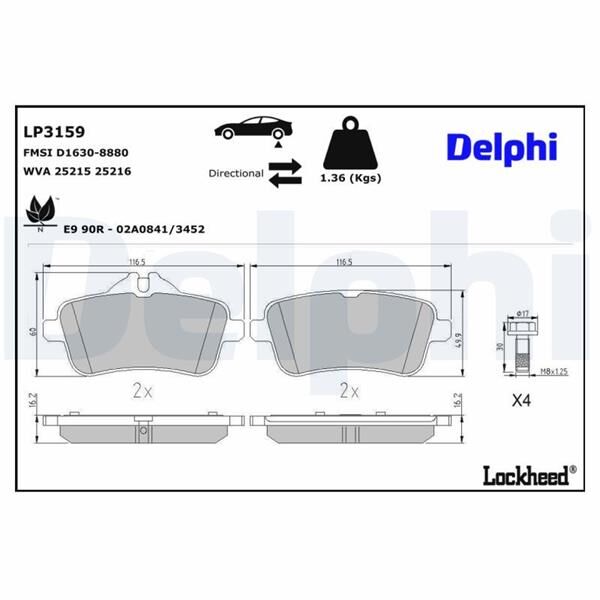 DELPHI LP3159 FREN BALATASI ARKA MERCEDES W176 C117 X156 W166 X166 C292 R172