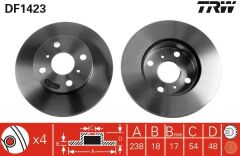 TRW DF1423 ÖN FREN DİSKİ HAVA KANALLI TOYOTA COROLLA 1.3L 2E EE100 95-98 / 1.6L 4A-F AE92 88-92 238 ÇAP X 4 BİJON - Takım disk fiyatıdır