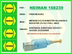 NEIMAN 168239 FREN MÜŞÜRÜ RENAULT MEGANE II 02>08 CLIO III 05>12 MASTER III 10> LAGUNA II 01>07 LAGUNA III 07>14 D USTER 10>18 MERCEDES CİTAN W415 MAVİ 2 FİŞLİ