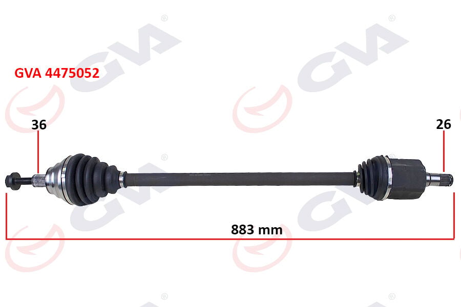 GVA 4475052 KOMPLE AKS SAĞ GOLF VI 1.6i AUTO. 08-13 883mm
