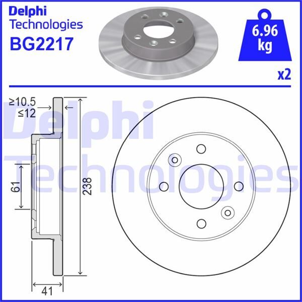 DELPHI BG2217 ÖN FREN AYNASI R9-R11-R19 CLIO I 91> CLIO II 98> MEGANE I 96> TWINGO 96> CLIO SYMBOL 00> LOGAN 06> S ANDERO 08> 238x12 4 DELİK