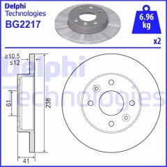DELPHI BG2217 ÖN FREN AYNASI R9-R11-R19 CLIO I 91> CLIO II 98> MEGANE I 96> TWINGO 96> CLIO SYMBOL 00> LOGAN 06> S ANDERO 08> 238x12 4 DELİK