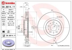 BREMBO 09861411 ÖN FREN AYNASI VOLVO S60 2.5T AWD 384 2003-2010 V70 II 284 2003-2007 330X5DL