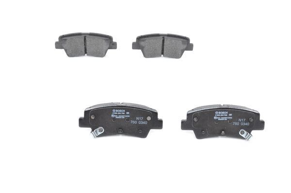 BOSCH 0986494768 ARKA FREN BALATA HYUNDAI i20 1.2L G4LA 15-20 1.4L G4LC 15-18 1.4L D4FC CRDi 15-18 / ELANTRA 1.6L D4 FB G4FG 16-> / KIA SOUL 1.6L D4FB 14-> / SPORTAGE 1.6L G4FD G4FJ T-GDI 15-> 1.6L D4FE 18-> delikli