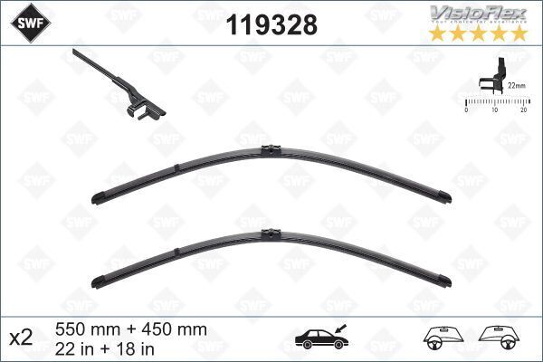 VALEO 119328 ÖN SİLECEK SÜPÜRGE TAKIMI ASTRA H 04 > 55 45cm X2 FLATBLADE-MUZ TİPİ-SWF MERCEDES GLK-CLASS X204 0 8>15