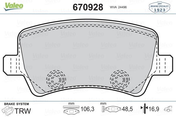 VALEO 670928 FREN BALATASI ARKA FORD S-MAX 09> GALAXY III 06> . VOLVO S60 10> S80 06> V60 V70 06> XC60 08> XC70 0 6> . LAND ROVER FREELANDER II L359 RANGE ROVER EVOQUE L538