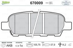 VALEO 670009 ARKA FREN BALATA NISSAN QASHQAI 1.5L 1.6L 2.0L K9K M9R HR16DE MR20DE J10 06-13 / X-TRAIL 2.0L QR20DE T30 01-07 2.5L QR25DE T30 01-> 2.2L YD22DDTi T30 01-> / MURANO 3.5L Z51 4x4 DCi 08-> / INFINITI FX