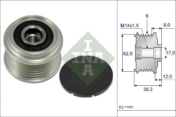 INA 535021910 ALTERNATÖR KASNAĞI RULMANLI TOYOTA AURIS COROLLA 1.4L 1NDTV NDE120 NDE150 5VİTES 04-09