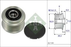 INA 535021910 ALTERNATÖR KASNAĞI RULMANLI TOYOTA AURIS COROLLA 1.4L 1NDTV NDE120 NDE150 5VİTES 04-09
