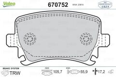 VALEO 670752 ARKA BALATA PASSAT-CC-CADDY-GOLF5-GOLF6-JETTA-A3-A6-LEON-OCTAVIA-SUPERB 04 >