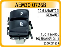 AEM30 0726B CAM ANAHTARI RENAULT CLIO III SYMBOL SOL SİYAH GRİ