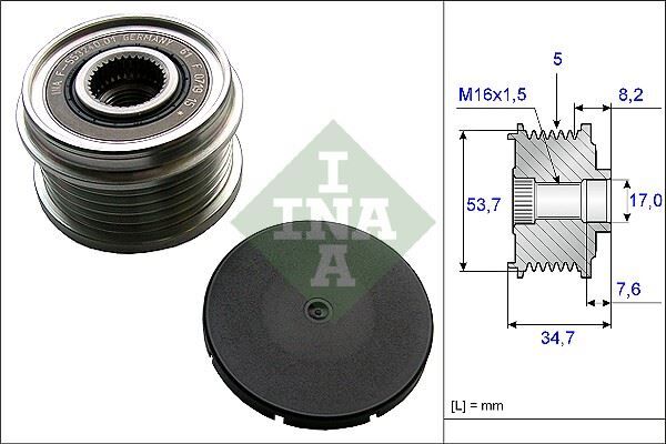 INA 535021110 ALTERNATÖR KASNAĞI RULMANLI CORSA D-MERIVA B 1.4 10 > 5 KANAL