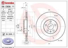 BREMBO 09C93811 ARKA FREN DİSKİ S60 III 224 -S90 II 234 -V60 II -V90 II 235-236 -XC40 536 -XC60 II XC90 2014 > DELİKLİ