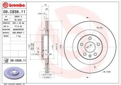 BREMBO 09C93811 ARKA FREN DİSKİ S60 III 224 -S90 II 234 -V60 II -V90 II 235-236 -XC40 536 -XC60 II XC90 2014 > DELİKLİ