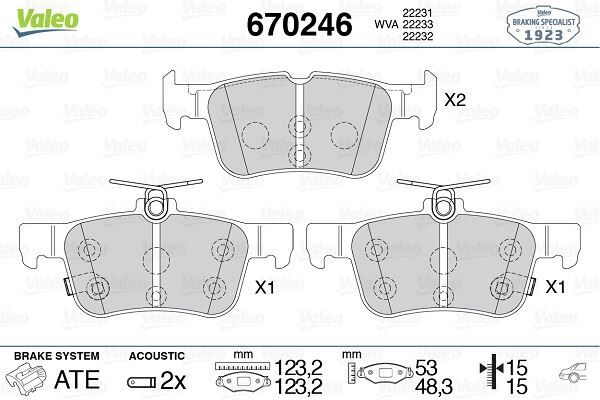 VALEO 670246 ARKA FREN BALATASI GALAXY III 15> MONDEO V 14> EDGE 15>19 FOCUS IV 17> KUGA III 19>