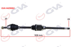 GVA 4429002 KOMPLE AKS SAĞ DOBLO 1.9 JTD 01> DOBLO-ALBEA 1.3 MTJ 05> 928mm