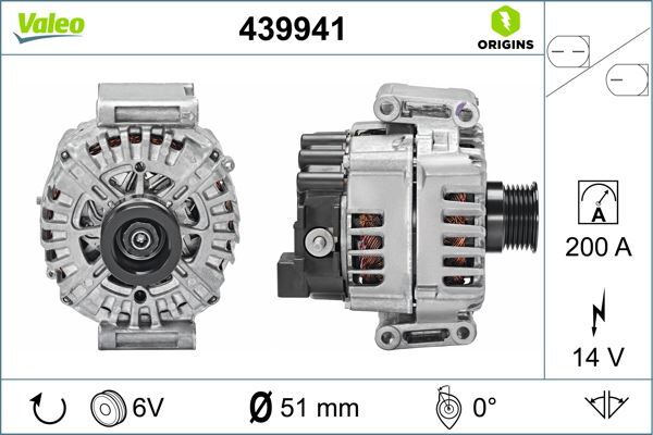 VALEO 439941 ALTERNATOR 14V 200A MERCEDES W205 C218 W212 C207 C253 W447 B906