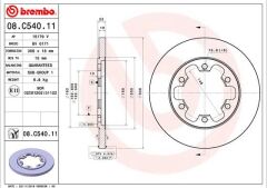 BREMBO 08C54011 ARKA FREN AYNASI TRANSİT V363 14 > ÇİFT TEKER 308x18x122.5x22x6DL