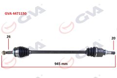 GVA 4471150 KOMPLE AKS SAĞ TOYOTA AURIS. COROLLA 1.4L 1NDTV NDE150 D-4D dizel 07-13 26x20 komple boy 945mm
