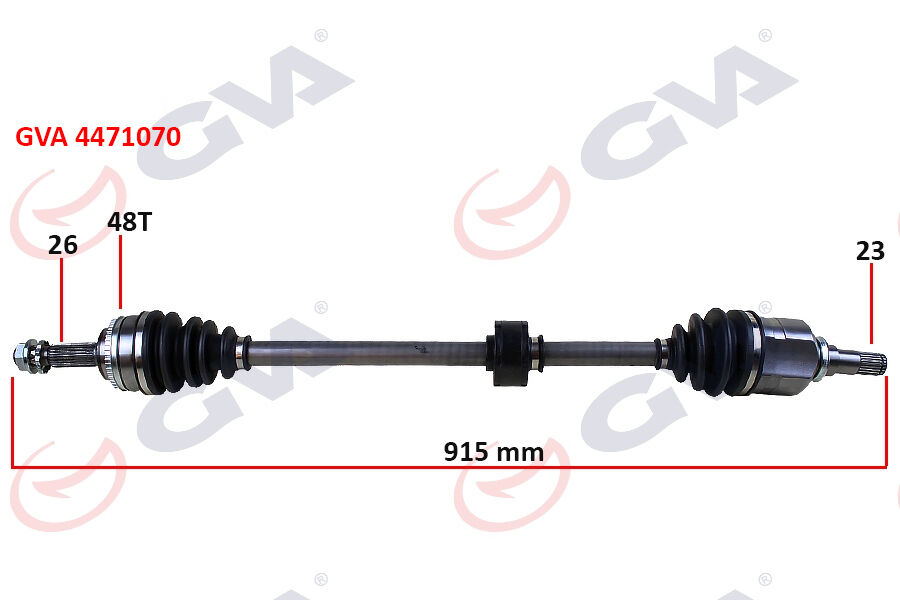 GVA 4471070 KOMPLE AKS SAĞ TOYOTA COROLLA 1.4L 1.6L 4ZZ-FE 3ZZ-FE ZZE120 ZZE121 VVTi 02-06 ABS li 26x23 - ABS 48 diş komple boy 915mm