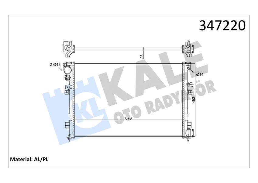 KALE 347220 RADYATÖR JUMPY-EXPERT-SCUDO-P806 1.8i-2.0i 8V-2.0i 16V AL/MKNK