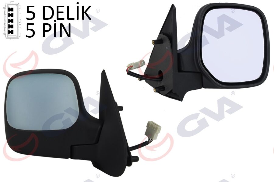 GVA 1045110 DIŞ DİKİZ AYNASI SAĞ BERLINGO-PARTNER 97> ELEKTRİKLİ ISITMALI ASTARLI KONVEKS 5 FİŞ VM-118EHPR