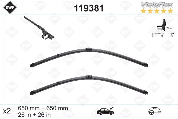 VALEO 119381 SILECEK SUPURGESI TAKIMI 650mm / 650mm MERCEDES C219 W211 S211 . PORSCHE CAYENNE . VW TOUAREG SWF