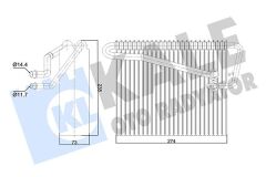 KALE 350050 KALORİFER RADYATÖRÜ KLİMA EVAPARATOR ASTRA G-ZAFIRA A 98> 274x235x73 AL